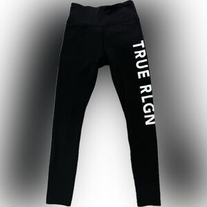 True Religion Black Leggings with White Logo